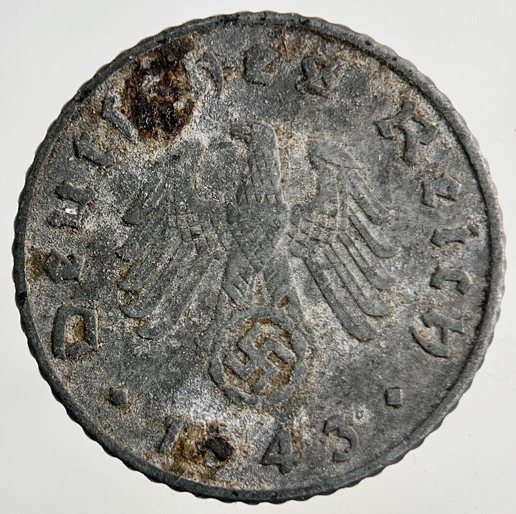 1943 Germany Nazi 5 Pfennig Coin | Fine Collectable Grade