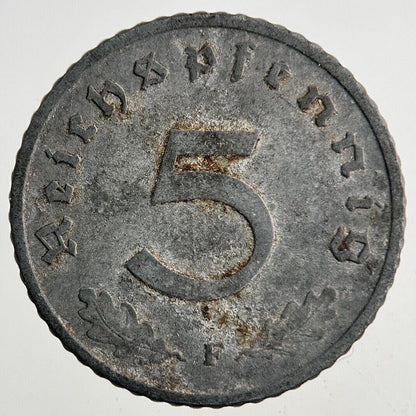 1943 Germany Nazi 5 Pfennig Coin | Fine Collectable Grade