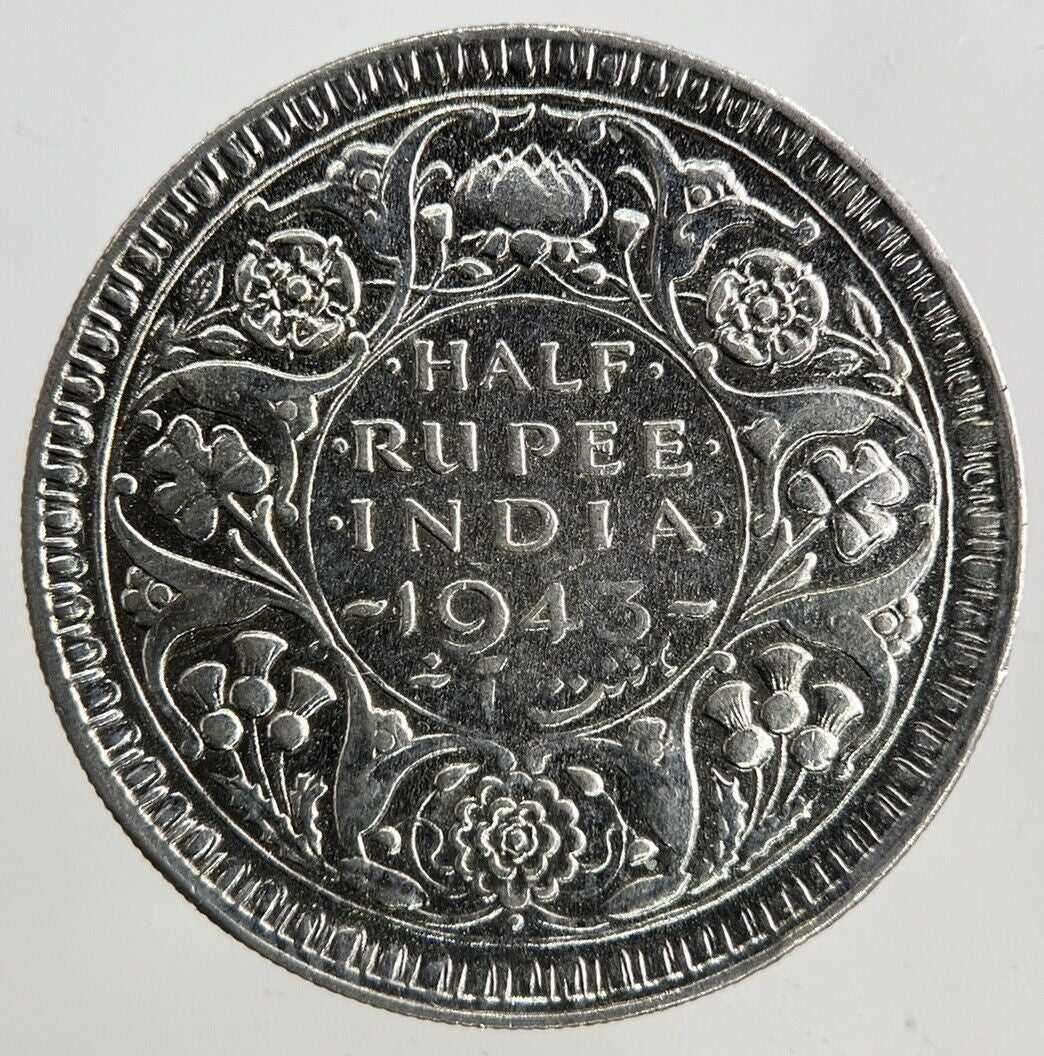 1943 India 1/2 Half Rupee Silver Coin | Very High Grade