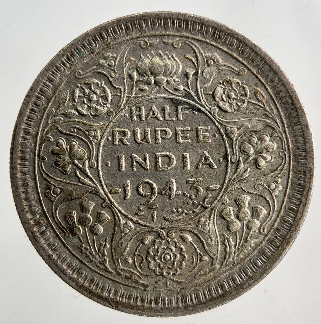 1943 India 1/2 Half Rupee Silver Coin | Very High Grade