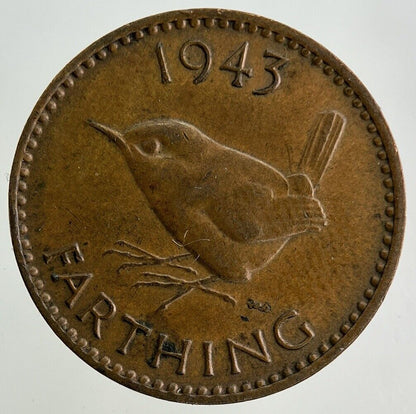 1943 George VI Wren Farthing Coin | Very High Grade