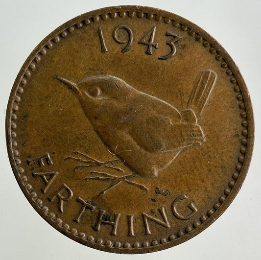 1943 George VI Wren Farthing Coin | Very High Grade