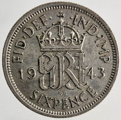 1943 George VI Sixpence Silver Coin | Very High Grade