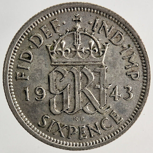 1943 George VI Sixpence Silver Coin | Very High Grade