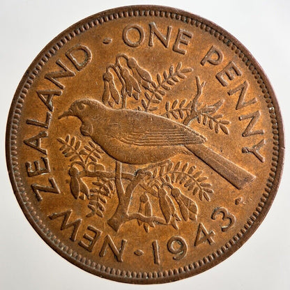 1943 New Zealand One Penny Coin | Very High Grade | a2414