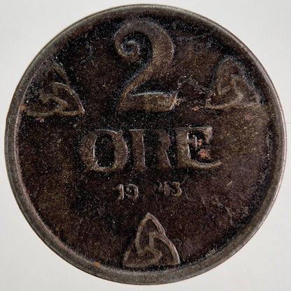 1943 Norway 2 Ore Coin | Collectable Grade | a7161