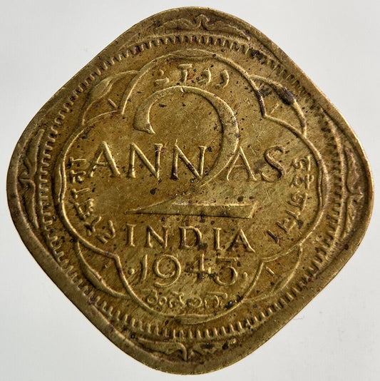 1943 India 2 Annas Coin | Fine Collectable Grade