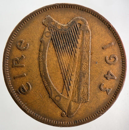 1943 Irish One Penny Coin | Fine Collectable Grade
