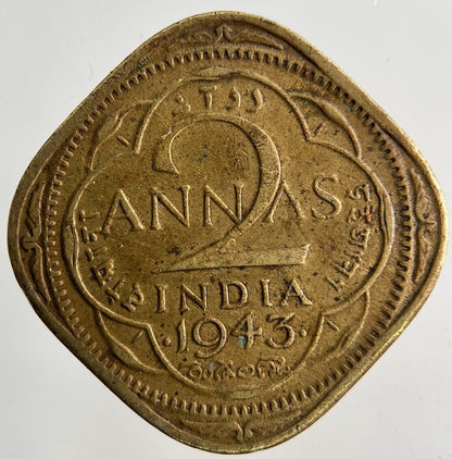 1943 India 2 Annas Coin | Fine Collectable Grade