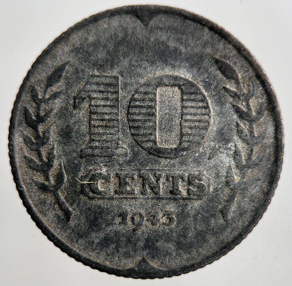 1943 Netherlands 10 Cents Coin | Fine Collectable Grade