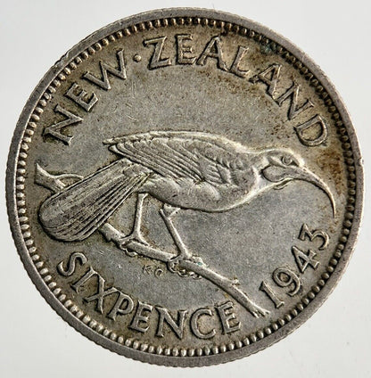 1943 New Zealand Sixpence Silver Coin | Fine Collectable Grade