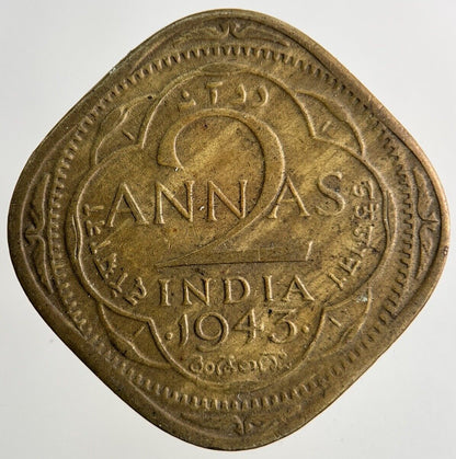 1943 India 2 Annas Coin | Fine Collectable Grade