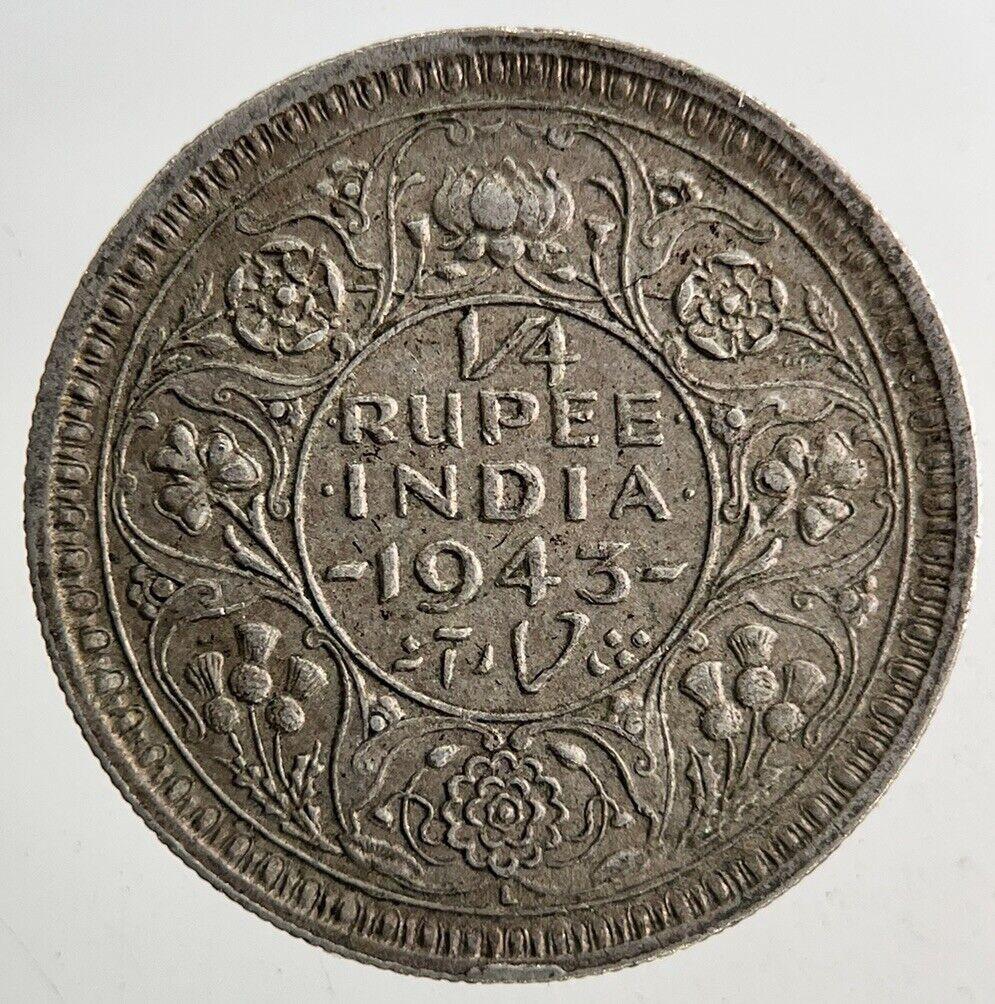 1943 India 1/4 Quarter Rupee Silver Coin | Very High Grade