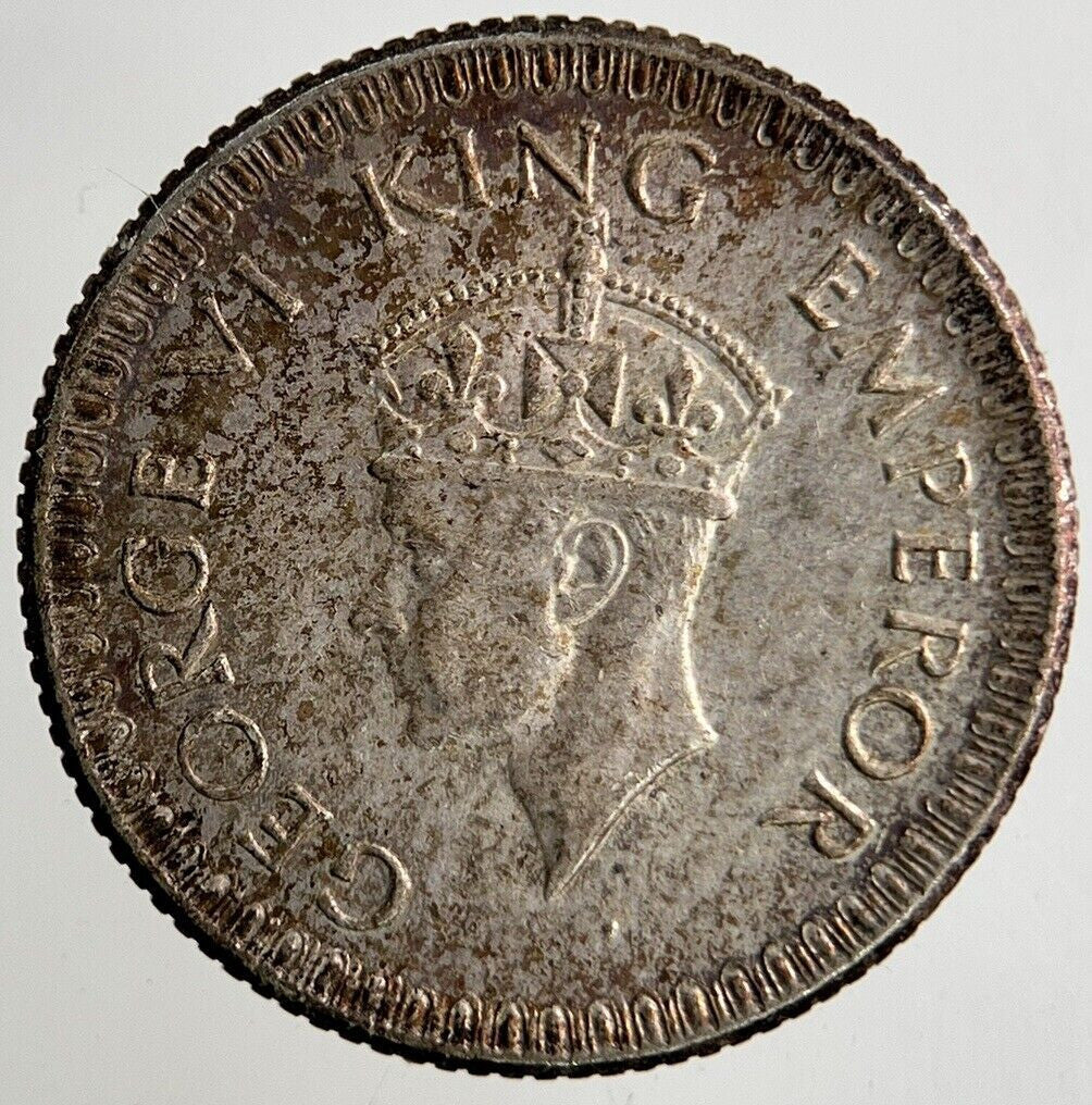 1943 India 1/4 Quarter Rupee Silver Coin | Fine Collectable Grade