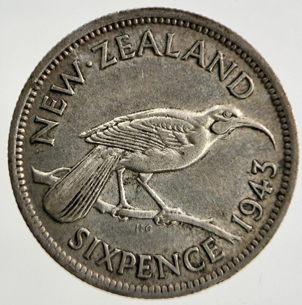 1943 New Zealand Sixpence Silver Coin | Fine Collectable Grade