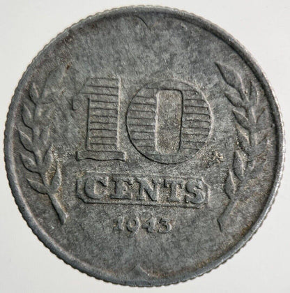 1943 Netherlands 10 Cents Coin | Fine Collectable Grade