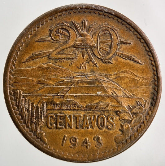 1943 Mexico 20 Centavos Coin | Fine Collectable Grade