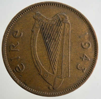 1943 Irish Half-Penny Coin | Fine Collectable Grade
