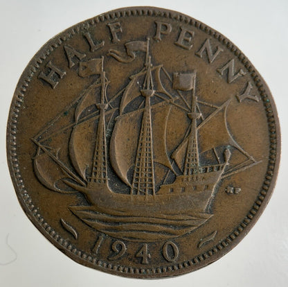 1940 George VI Half-Penny Coin | Fine Collectable Grade