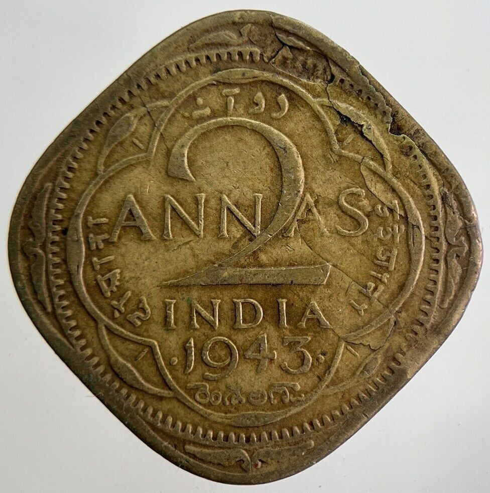 1943 Two 2 Anna India Coin | Collectable Grade | a4845