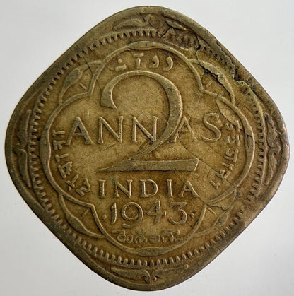 1943 Two 2 Anna India Coin | Collectable Grade | a4845