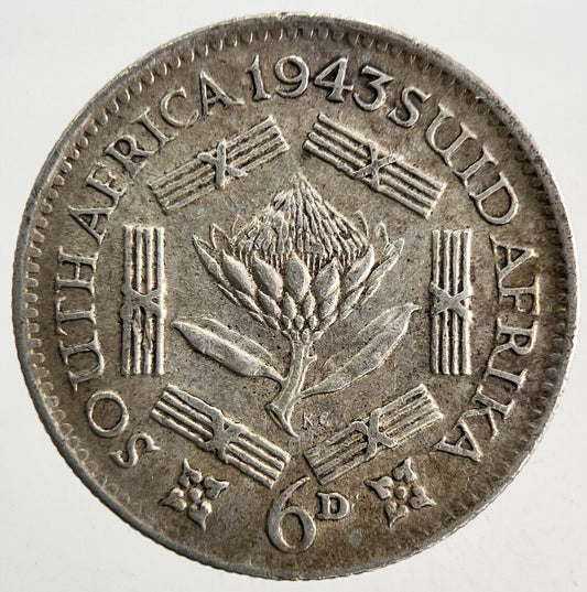 1943 South Africa Sixpence Silver Coin | Very High Grade