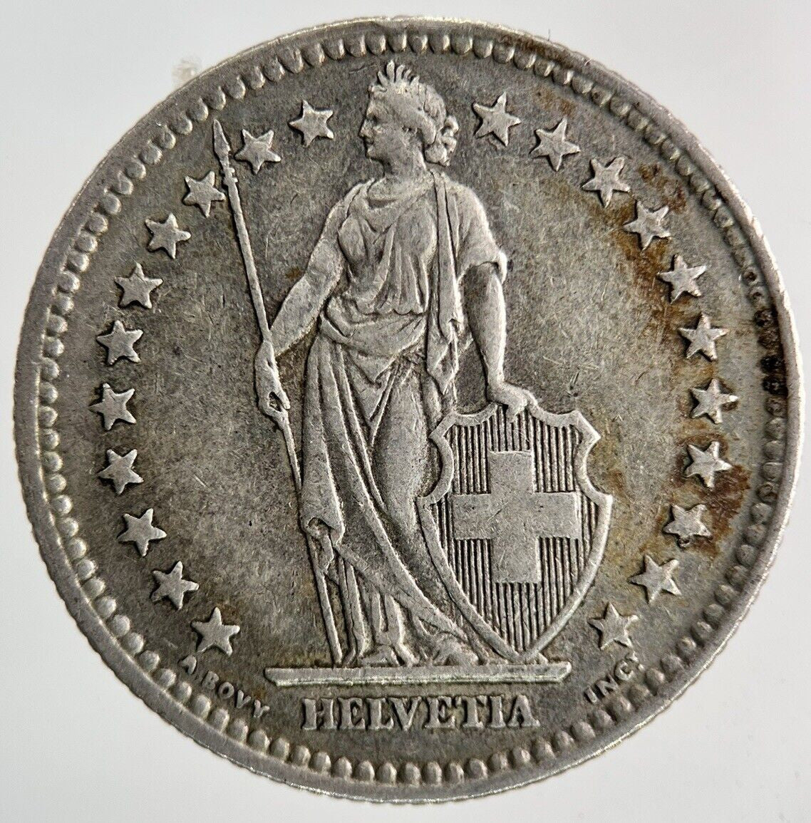 1943 Switzerland Swiss 2 Franc Silver Coin | Very High Grade