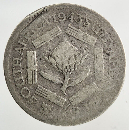 1943 South Africa Sixpence Silver Coin | Fair Grade