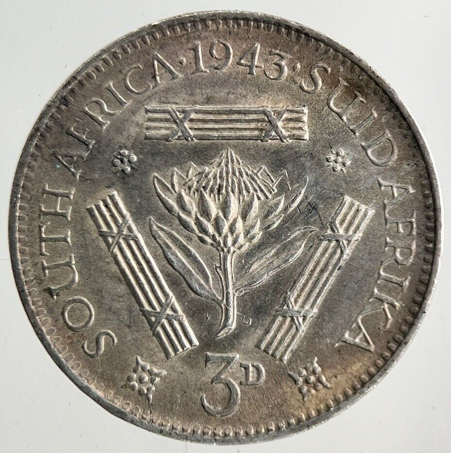 1943 South Africa Threepence Silver Coin | Very High Grade