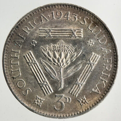 1943 South Africa Threepence Silver Coin | Very High Grade