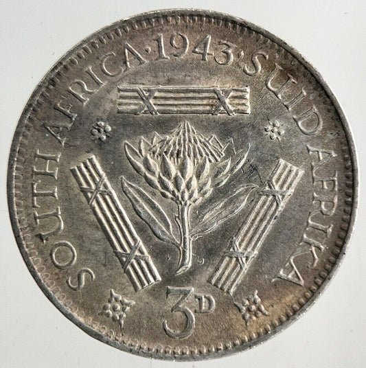 1943 South Africa Threepence Silver Coin | Very High Grade