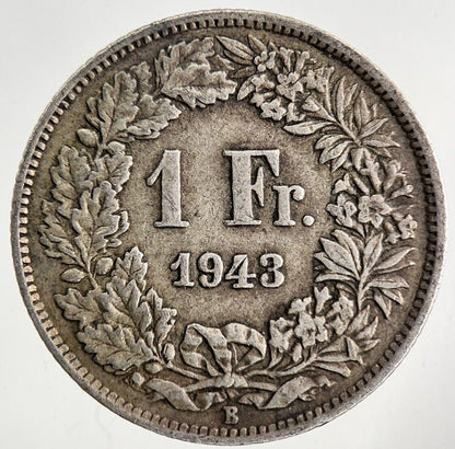 1943 Switzerland Swiss 1 Franc Silver Coin | Fine Collectable Grade