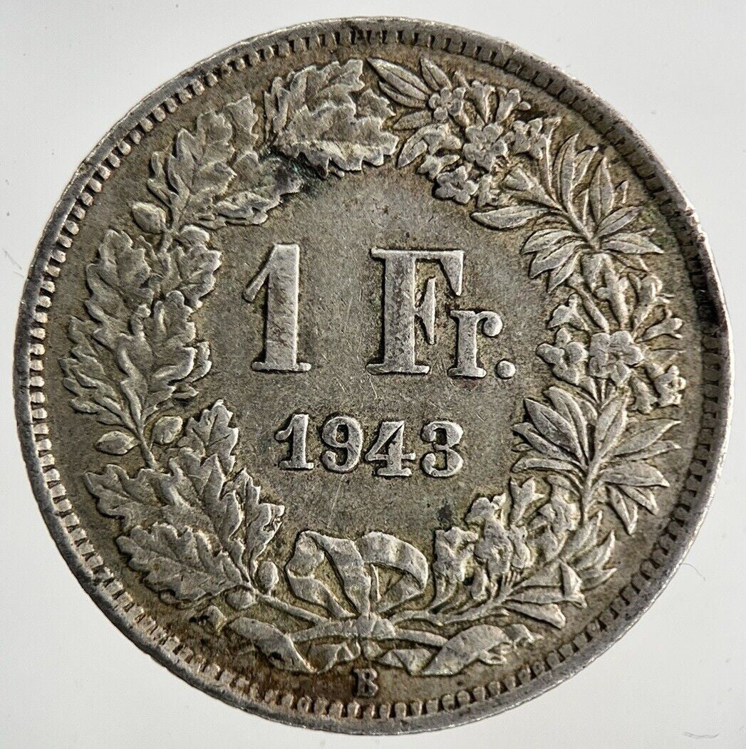 1943 Switzerland Swiss 1 Franc Silver Coin | Fine Collectable Grade