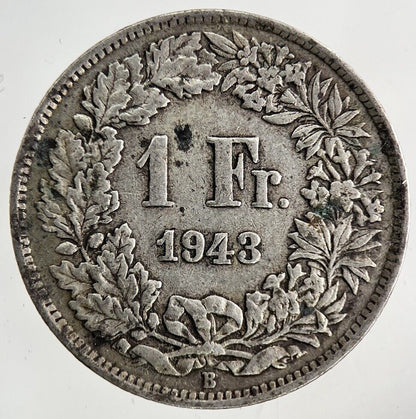 1943 Switzerland Swiss 1 Franc Silver Coin | Fine Collectable Grade