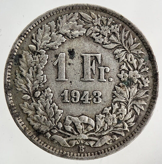 1943 Switzerland Swiss 1 Franc Silver Coin | Fine Collectable Grade