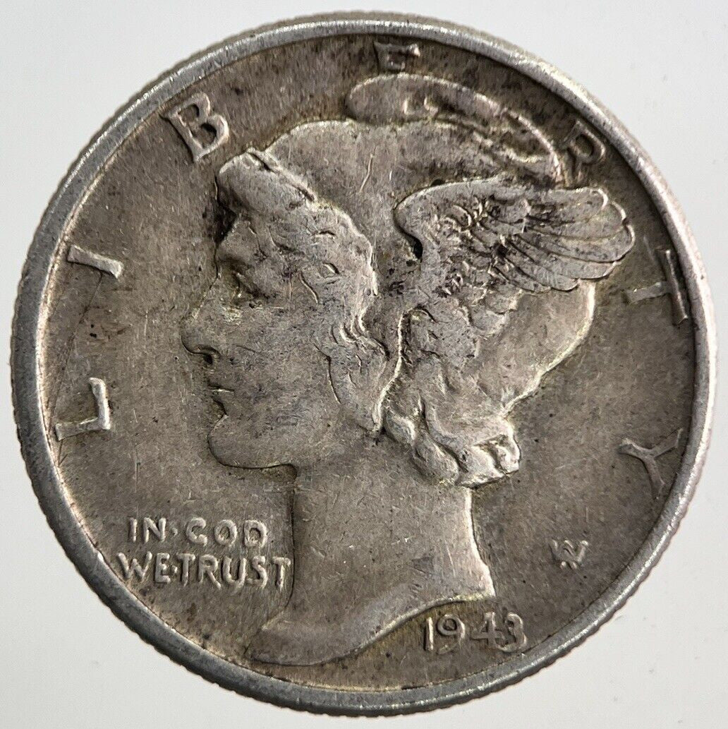 1943 US USA Mercury Dime Silver Coin | Fine Collectable Grade