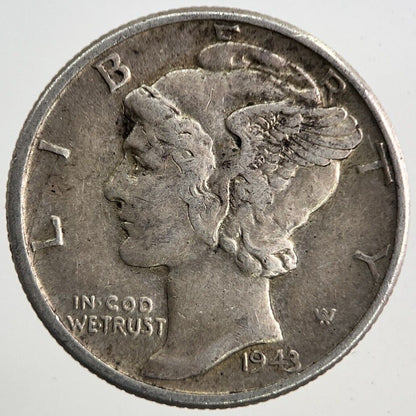 1943 US USA Mercury Dime Silver Coin | Fine Collectable Grade