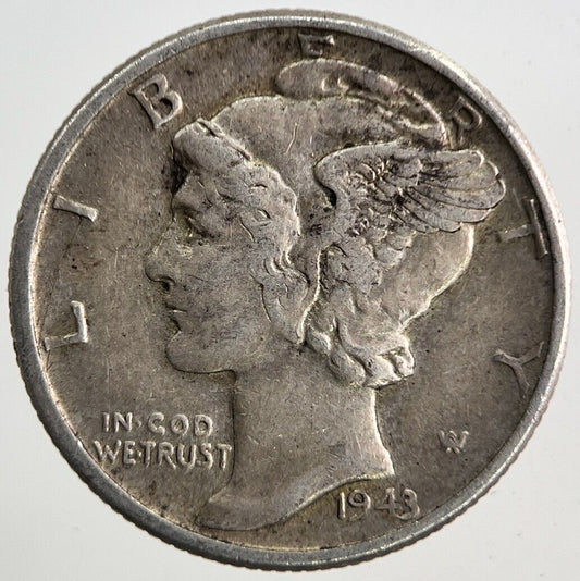 1943 US USA Mercury Dime Silver Coin | Fine Collectable Grade