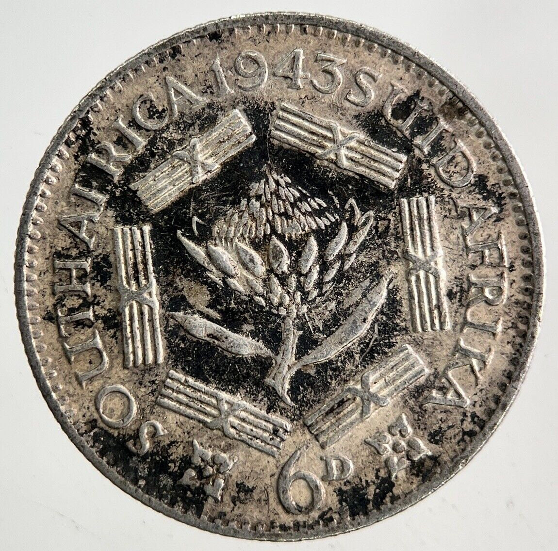 1943 South Africa Sixpence Silver Coin | Fine Collectable Grade