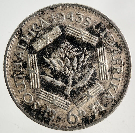 1943 South Africa Sixpence Silver Coin | Fine Collectable Grade