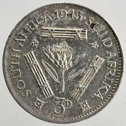 1943 South Africa Threepence Silver Coin | Very High Grade