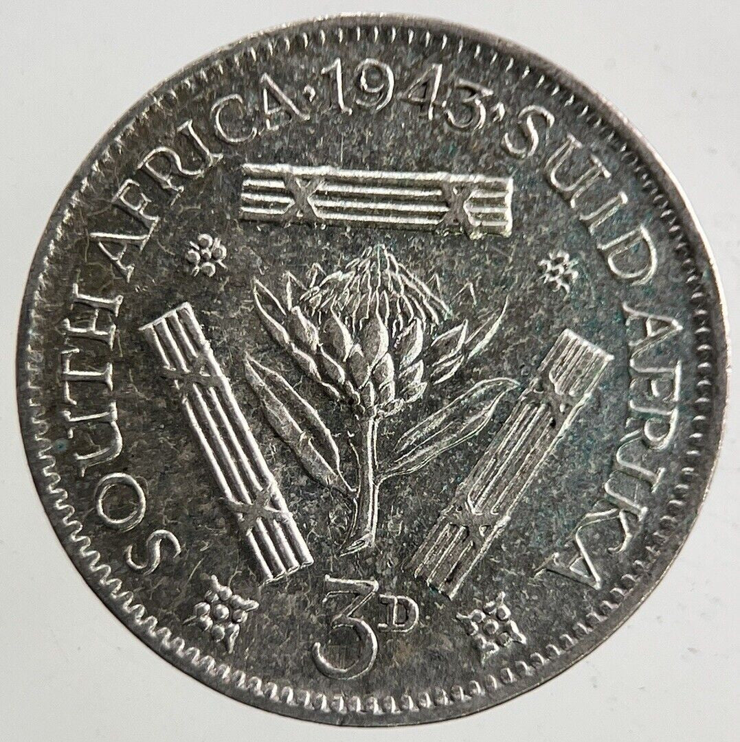1943 South Africa Threepence Silver Coin | Very High Grade