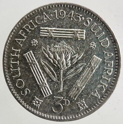 1943 South Africa Threepence Silver Coin | Very High Grade