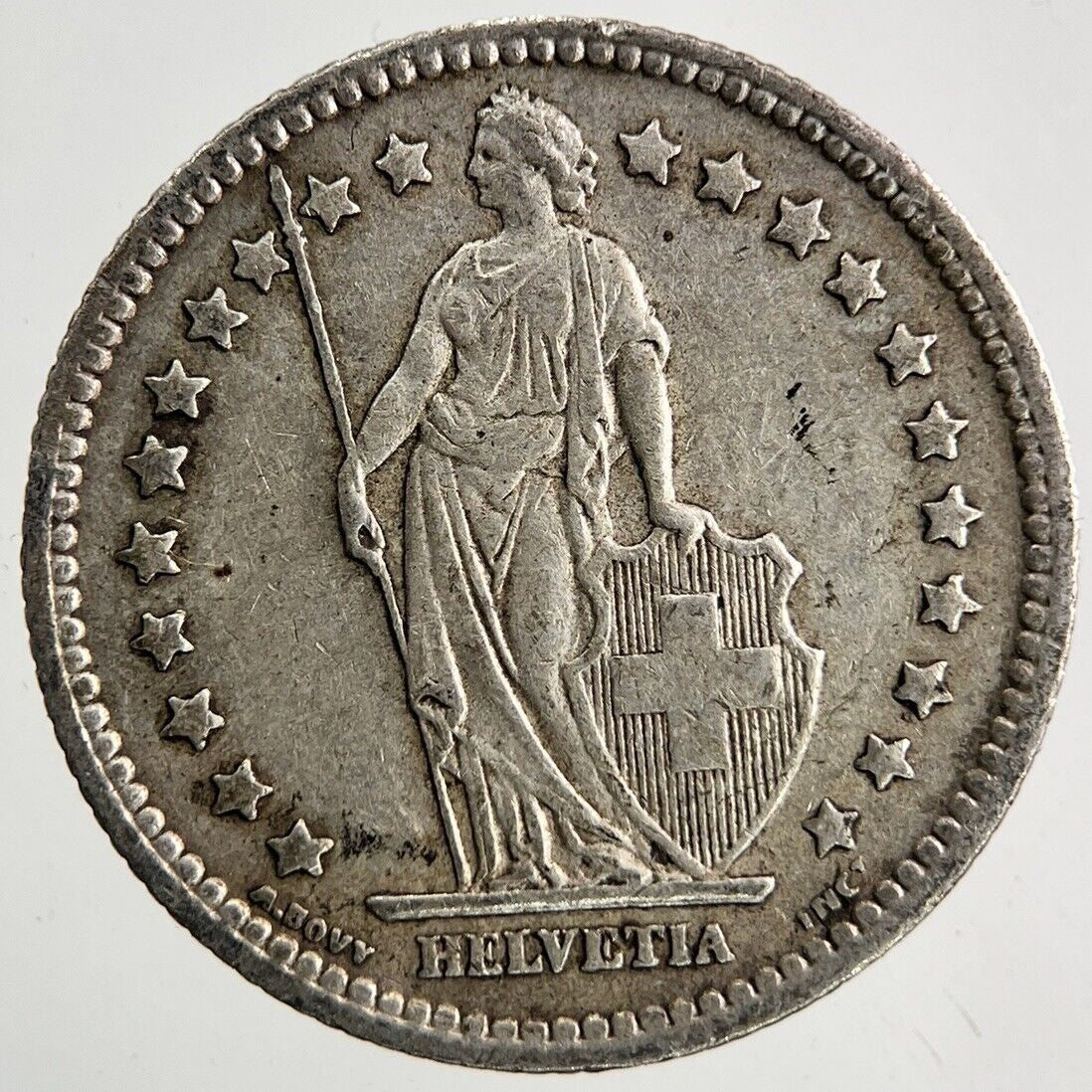 1943 Switzerland Swiss 1 Franc Silver Coin | Fine Collectable Grade