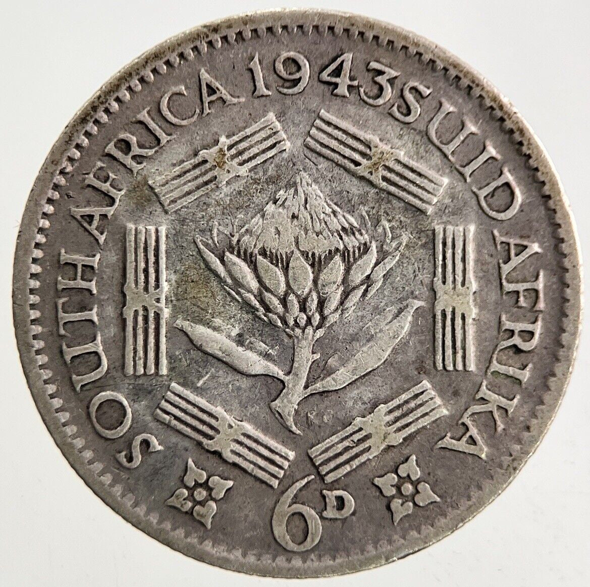 1943 South Africa Sixpence Silver Coin | Fine Collectable Grade