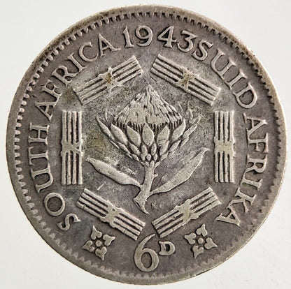 1943 South Africa Sixpence Silver Coin | Fine Collectable Grade