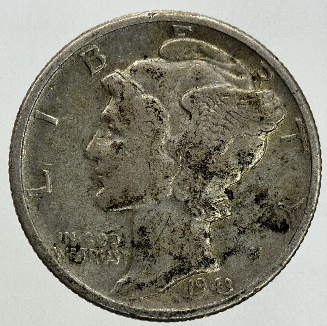 1943 US USA Mercury Dime Silver Coin | Fine Collectable Grade
