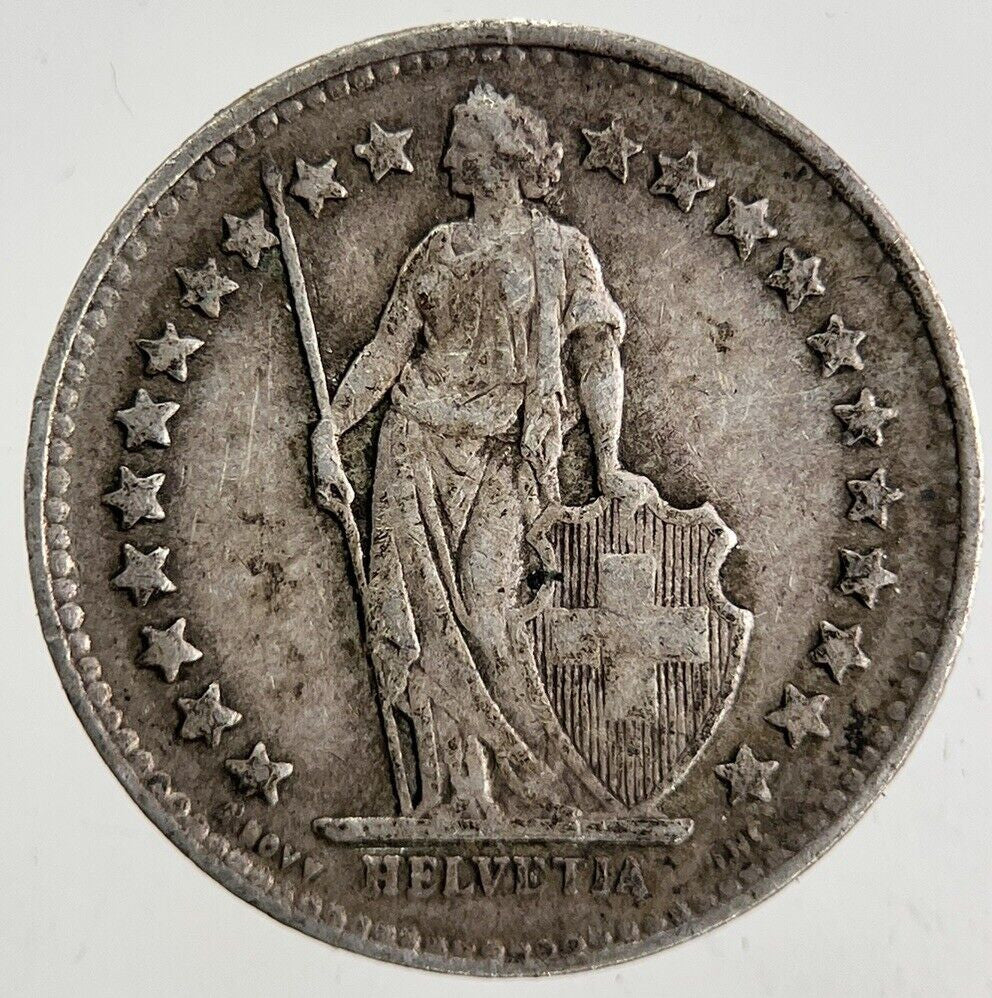 1943 Switzerland Swiss 1/2 Half Franc Silver Coin | Fine Collectable Grade