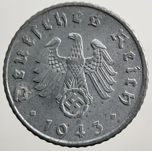 1943-A Germany Nazi 5 Pfennig Coin | Fine Collectable Grade | a2560