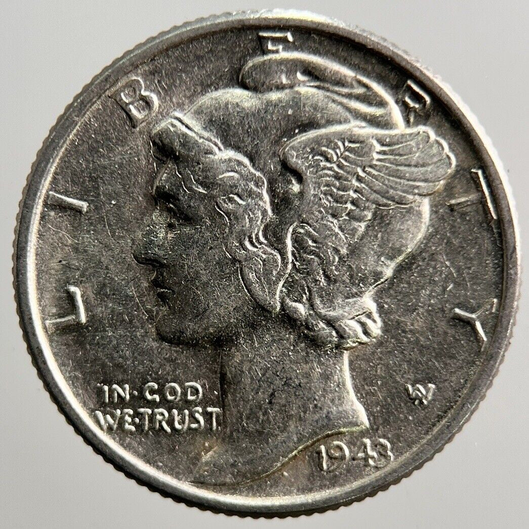 1943 US USA Mercury Dime Silver Coin | Very High Grade | a2103
